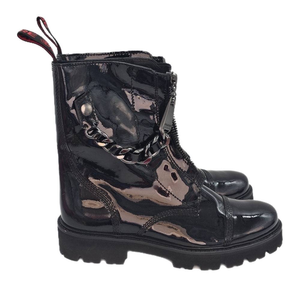 Zadig Voltaire Joe Cecilia Patent Leather Combat Ankle Boots EU39 US9